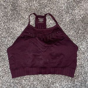 Athleta burgandy/wine sports bra with detailing